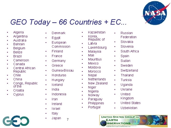 GEO Today – 66 Countries + EC. . . • • • • Algeria