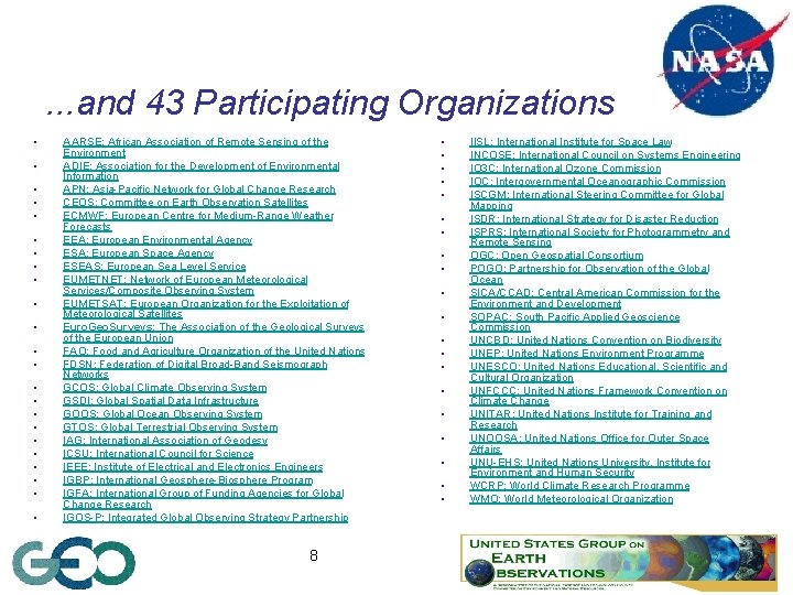 . . . and 43 Participating Organizations • • • • • • AARSE: