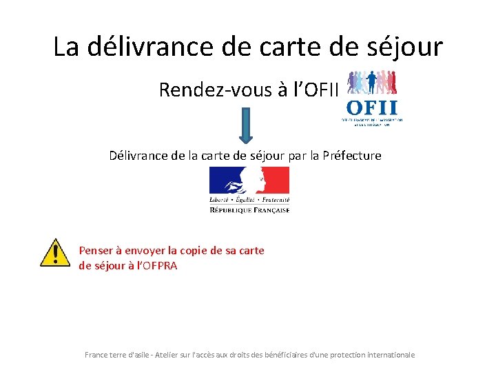 La délivrance de carte de séjour Rendez-vous à l’OFII Délivrance de la carte de