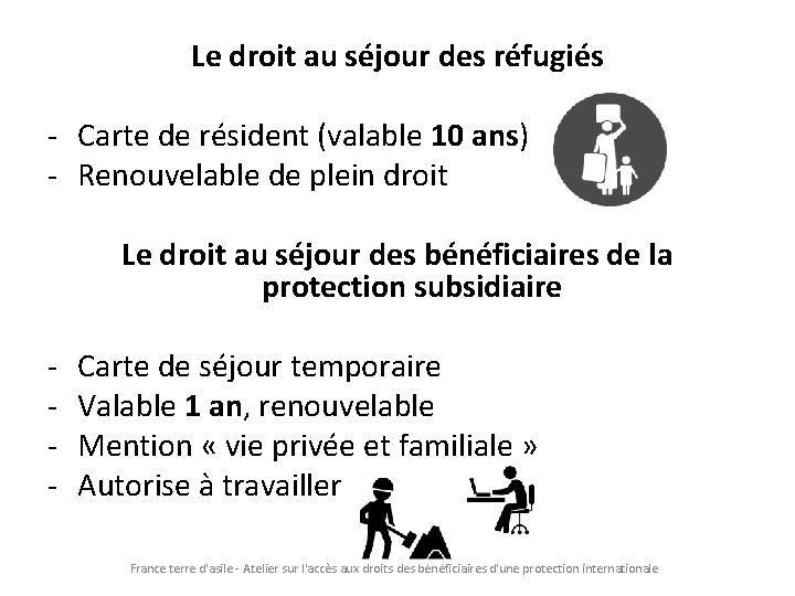 Le droit au séjour des réfugiés - Carte de résident (valable 10 ans) -