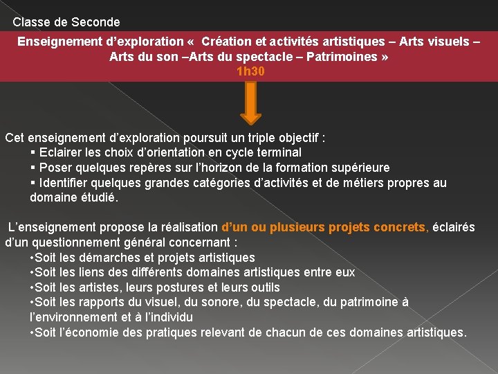 Classe de Seconde Enseignement d’exploration « Création et activités artistiques – Arts visuels –