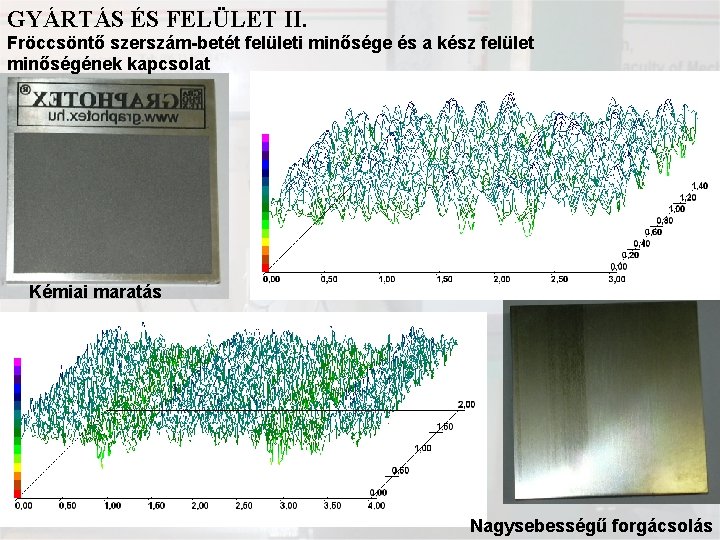 GYÁRTÁS ÉS FELÜLET II. Fröccsöntő szerszám-betét felületi minősége és a kész felület minőségének kapcsolat