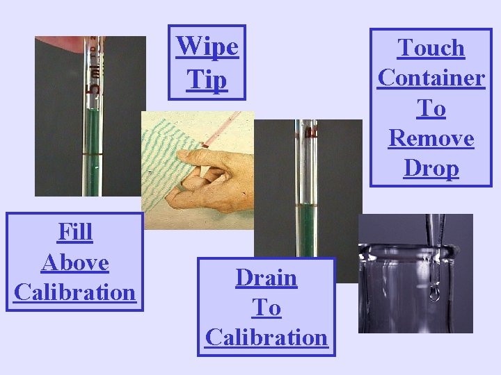 Wipe Tip Fill Above Calibration Drain To Calibration Touch Container To Remove Drop 