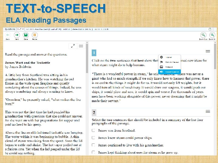 TEXT-to-SPEECH ELA Reading Passages 