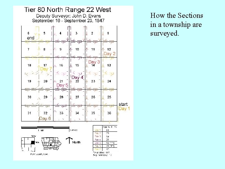 How the Sections in a township are surveyed. How the Sections in a township are surveyed.