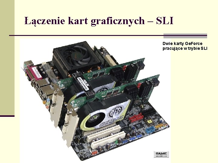Łączenie kart graficznych – SLI Dwie karty Ge. Force pracujące w trybie SLI 
