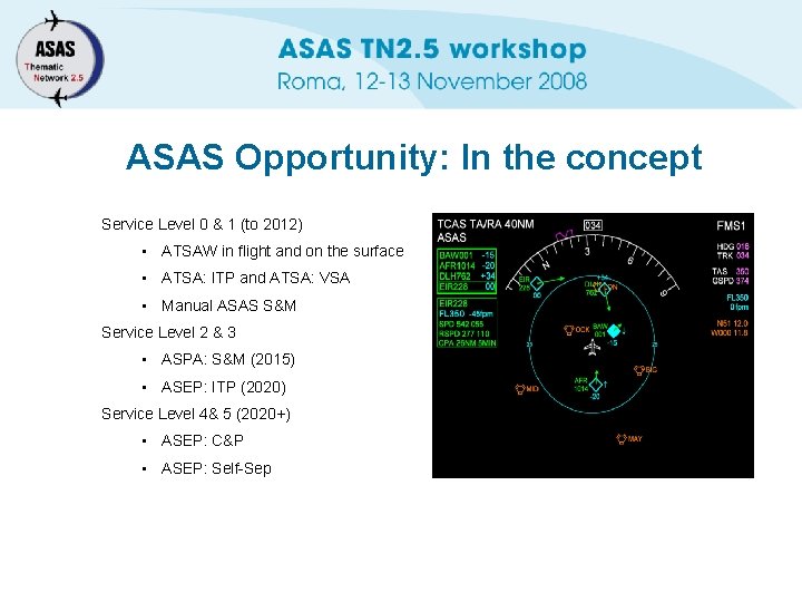 ASAS Opportunity: In the concept Service Level 0 & 1 (to 2012) • ATSAW
