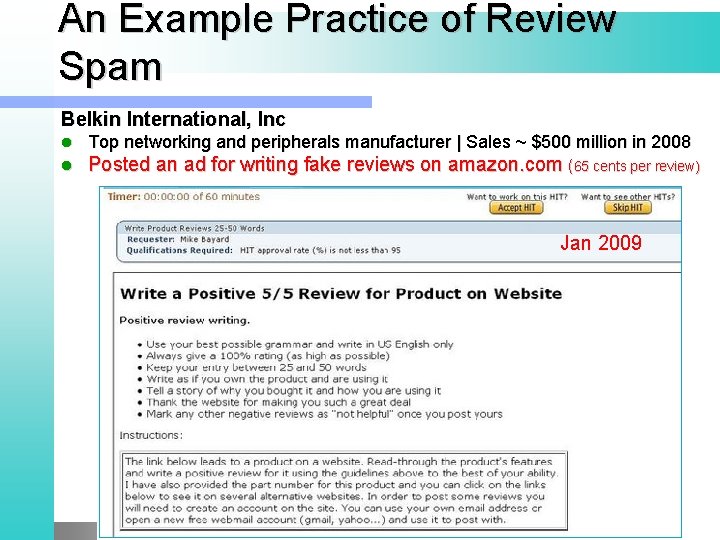 An Example Practice of Review Spam Belkin International, Inc l Top networking and peripherals