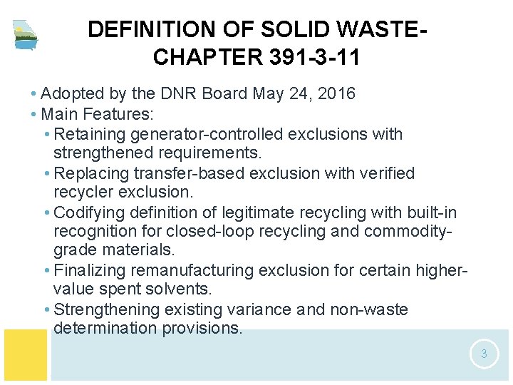 DEFINITION OF SOLID WASTECHAPTER 391 -3 -11 • Adopted by the DNR Board May