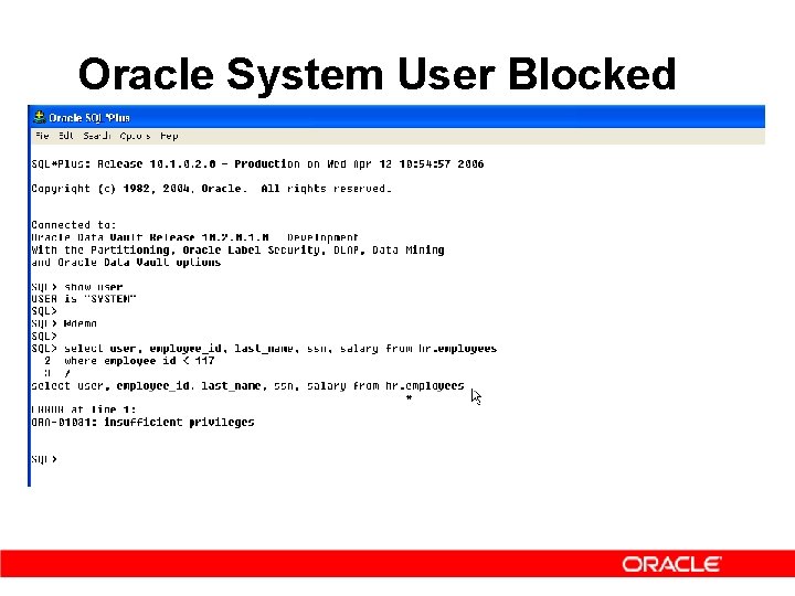 Oracle System User Blocked 