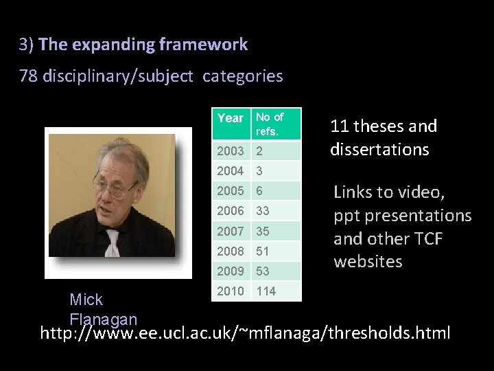 expanding 3) The expanding framework 78 framework disciplinary/subject categories 78 discipilinary/subject categories Year No