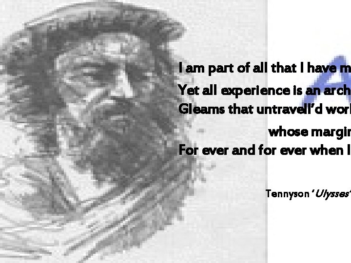 I am part of all that I have m Yet all experience is an