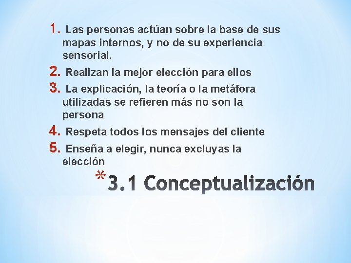 1. Las personas actúan sobre la base de sus mapas internos, y no de