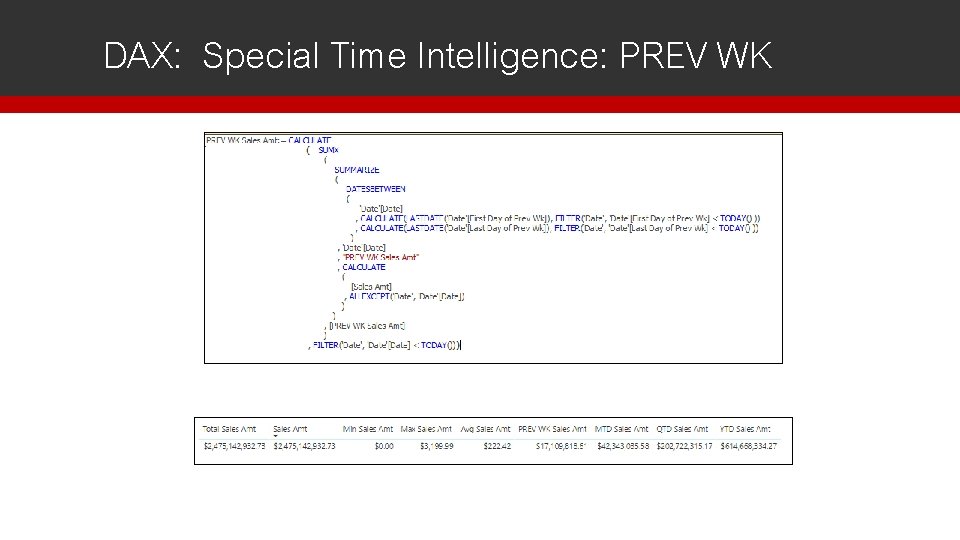 DAX: Special Time Intelligence: PREV WK 