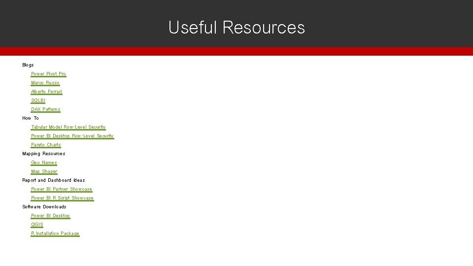 Useful Resources Blogs Power Pivot Pro Marco Russo Alberto Ferrari SQLBI DAX Patterns How