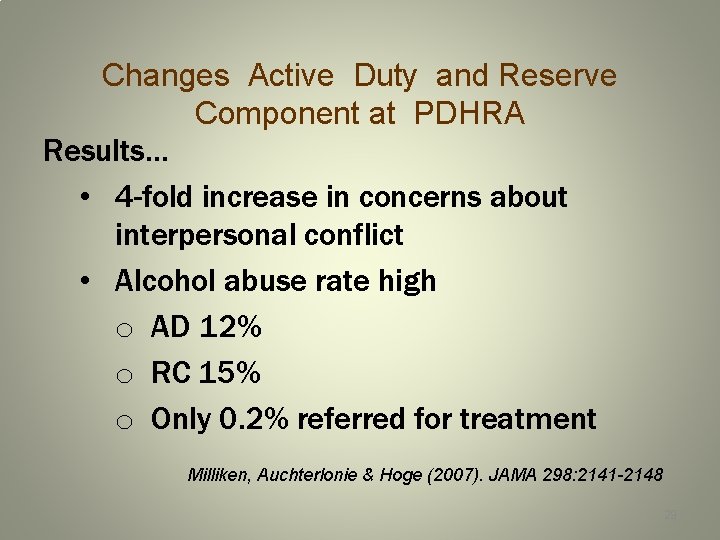 Changes Active Duty and Reserve Component at PDHRA Results… • 4 -fold increase in