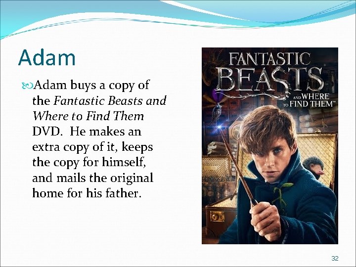 Adam buys a copy of the Fantastic Beasts and Where to Find Them DVD.
