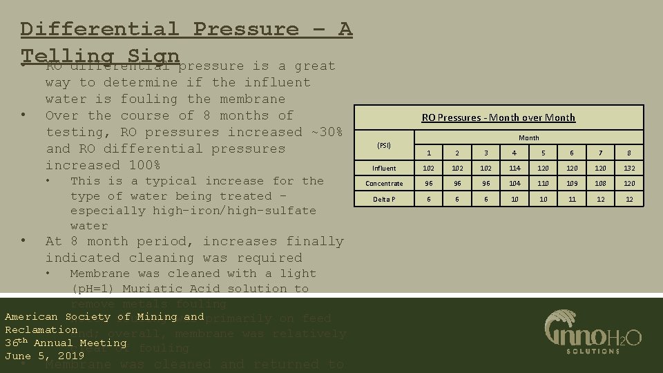 Differential Pressure – A Telling Sign • RO differential pressure is a great •