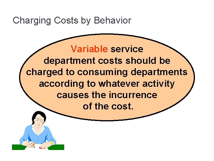 Charging Costs by Behavior Variable service department costs should be charged to consuming departments