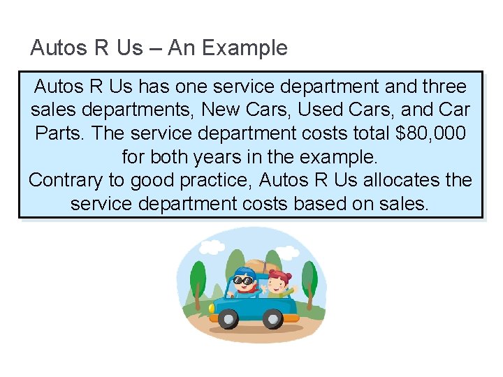 Autos R Us – An Example Autos R Us has one service department and