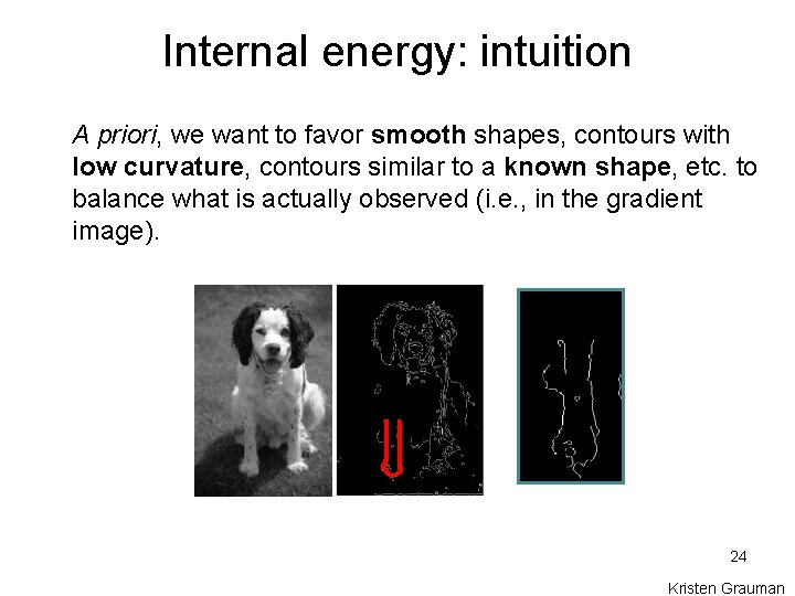 Internal energy: intuition A priori, we want to favor smooth shapes, contours with low