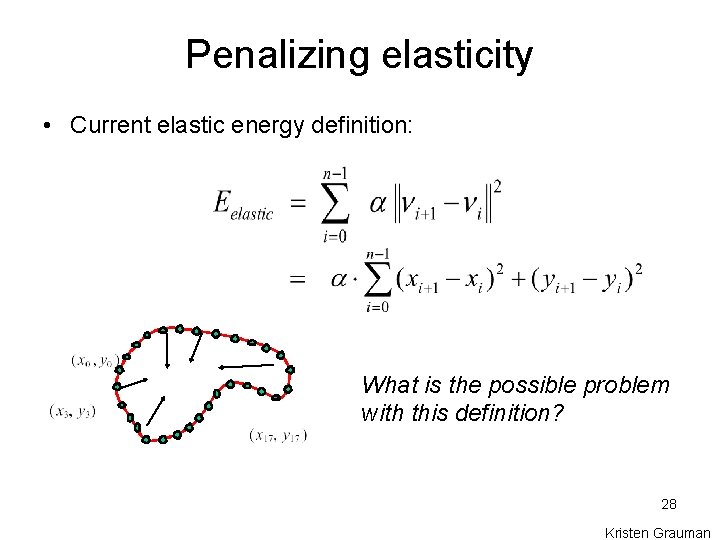 Penalizing elasticity • Current elastic energy definition: What is the possible problem with this