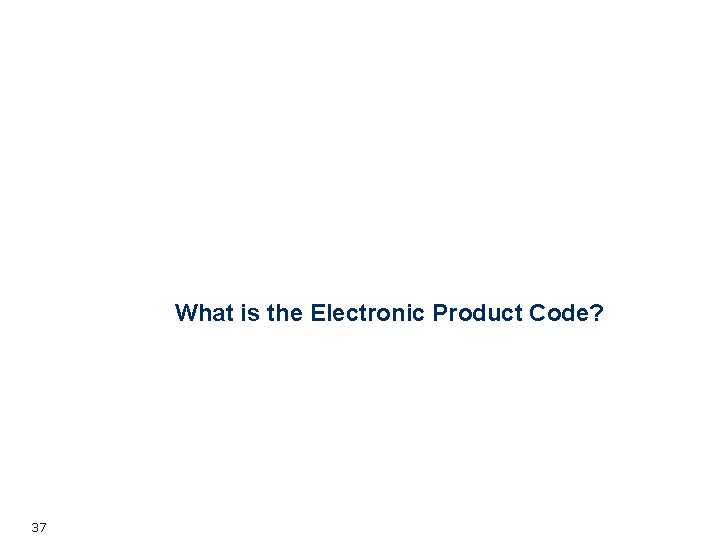 What is the Electronic Product Code? 37 What is the Electronic Product Code? 37