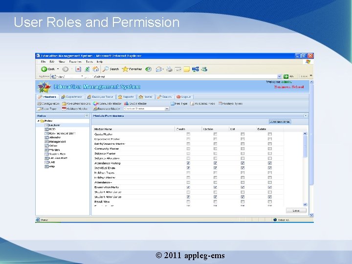 User Roles and Permission 2011 appleg-ems 