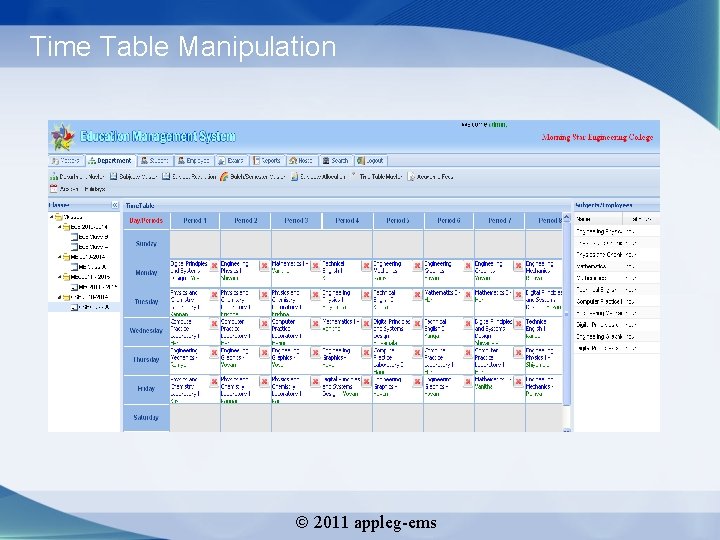 Time Table Manipulation 2011 appleg-ems 