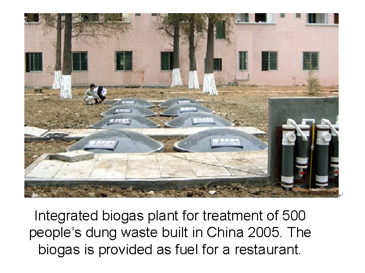 Integrated biogas plant for treatment of 500 people’s dung waste built in China 2005.