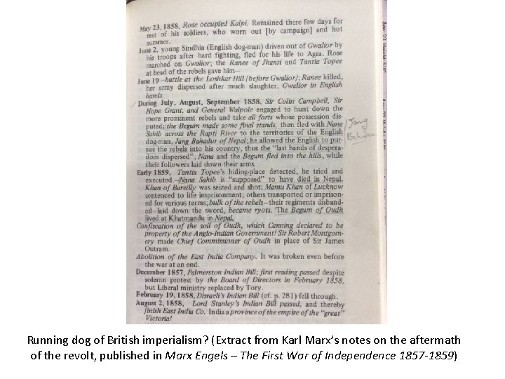 Running dog of British imperialism? (Extract from Karl Marx’s notes on the aftermath of