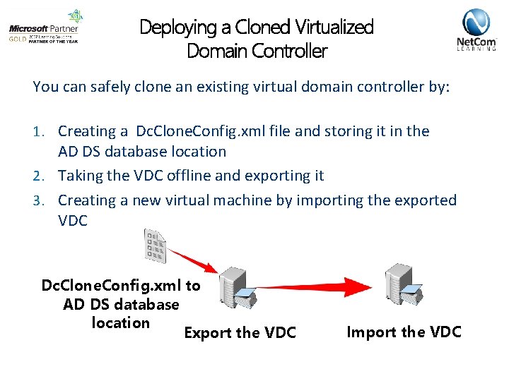 Deploying a Cloned Virtualized Domain Controller You can safely clone an existing virtual domain