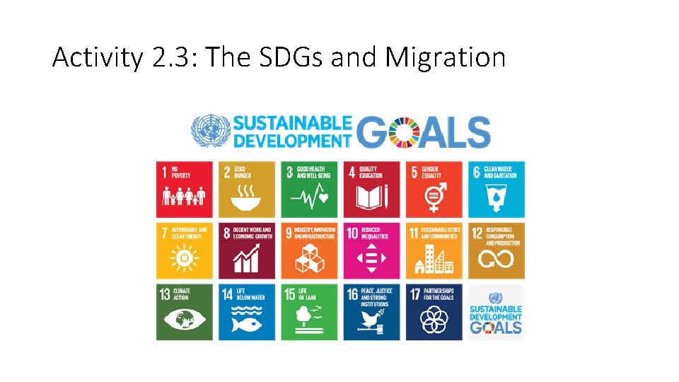 Activity 2. 3: The SDGs and Migration 