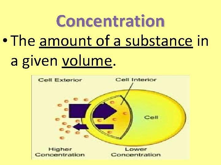 Concentration • The amount of a substance in a given volume. 