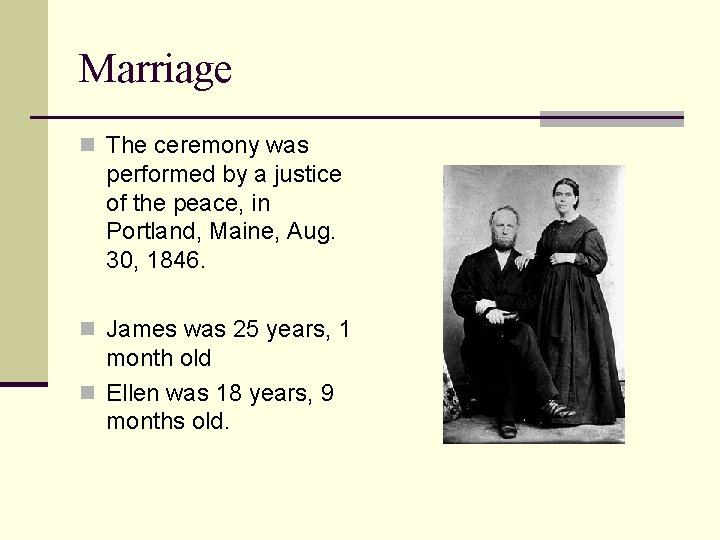 Marriage n The ceremony was performed by a justice of the peace, in Portland,