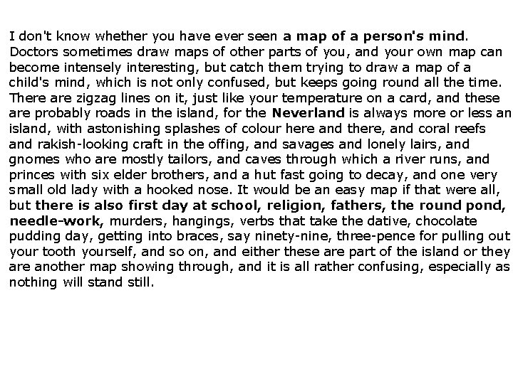 I don't know whether you have ever seen a map of a person's mind.