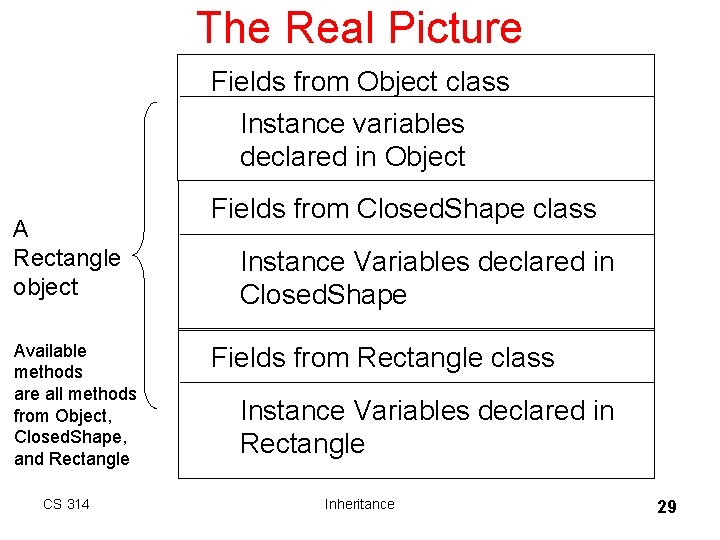 The Real Picture Fields from Object class Instance variables declared in Object A Rectangle The Real Picture Fields from Object class Instance variables declared in Object A Rectangle