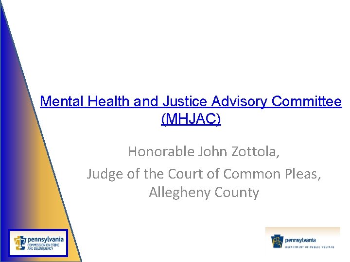 Mental Health and Justice Advisory Committee (MHJAC) Honorable John Zottola, Judge of the Court