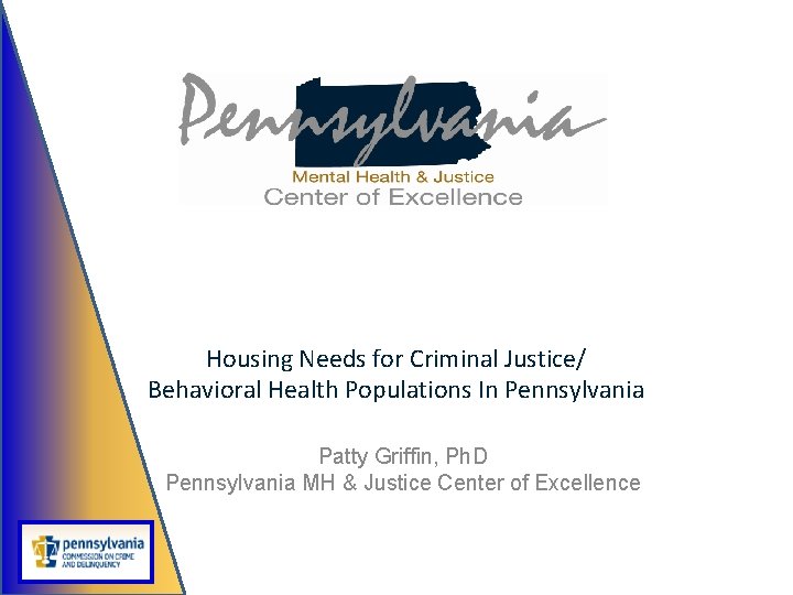 Housing Needs for Criminal Justice/ Behavioral Health Populations In Pennsylvania Patty Griffin, Ph. D