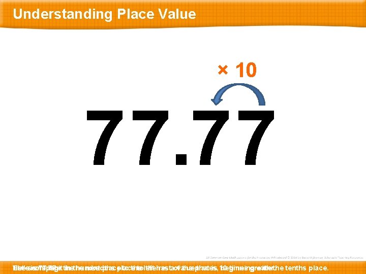 Understanding Place Value × 10 77. 77 Here Let’ssame The is compare 77. digit