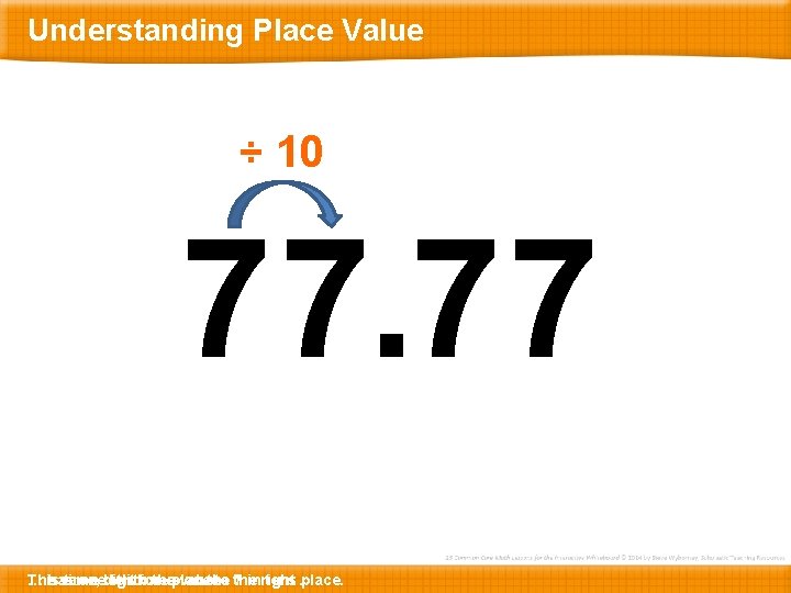 Understanding Place Value ÷ 10 77. 77 Thehas … This same time, onedigit let’s