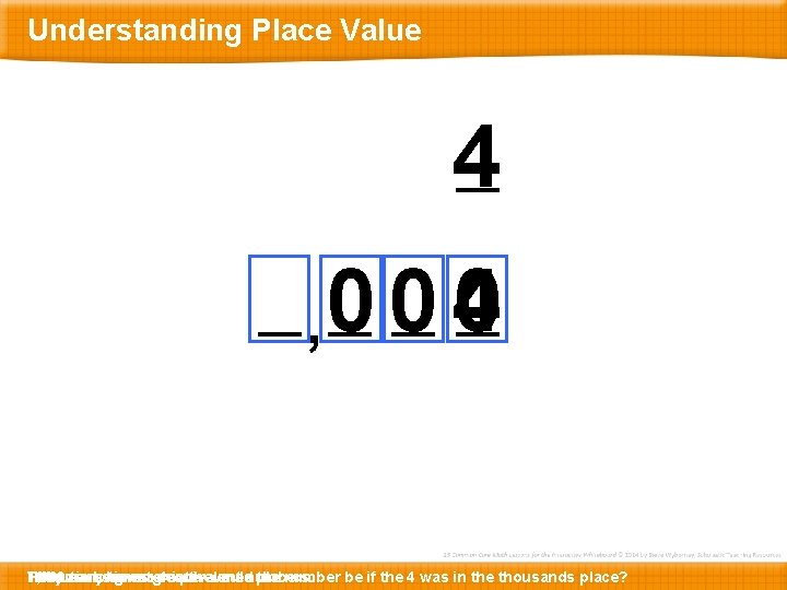 Understanding Place Value 4 0 , 0 0 4 Here They 1, 000 10