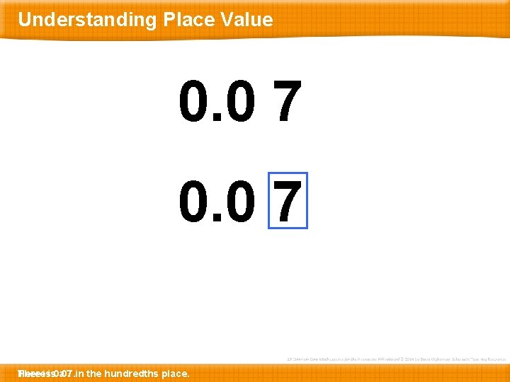 Understanding Place Value 0. 0 7 There Here isis 0. 07. a 7 in