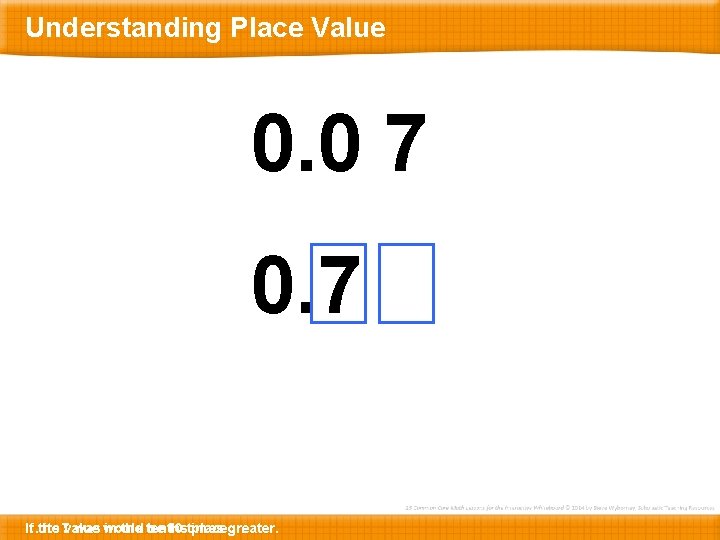 Understanding Place Value 0. 0 7 0. 7 If the … its 7 value
