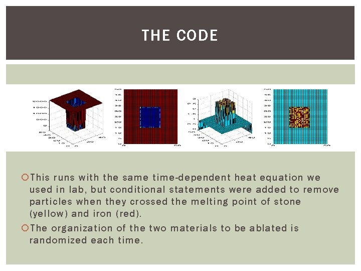 THE CODE This runs with the same time-dependent heat equation we used in lab,