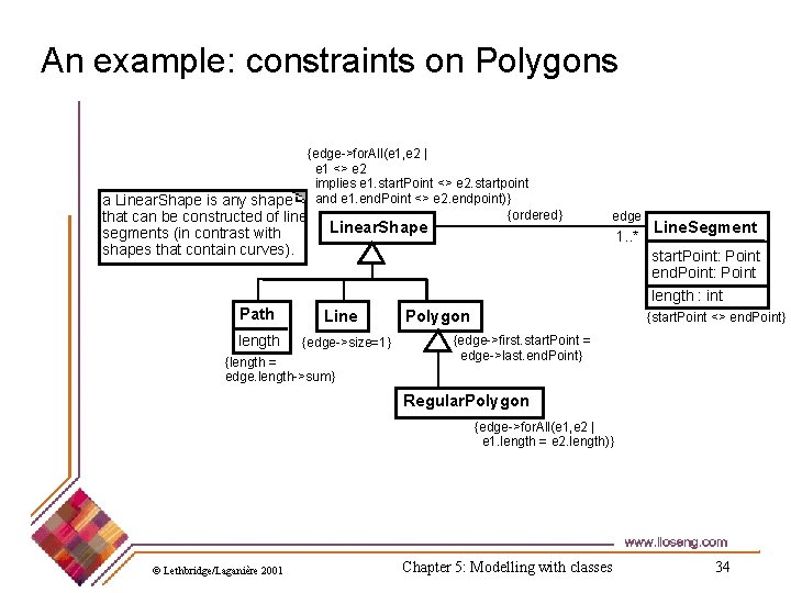 An example: constraints on Polygons {edge->for. All(e 1, e 2 | e 1 <>