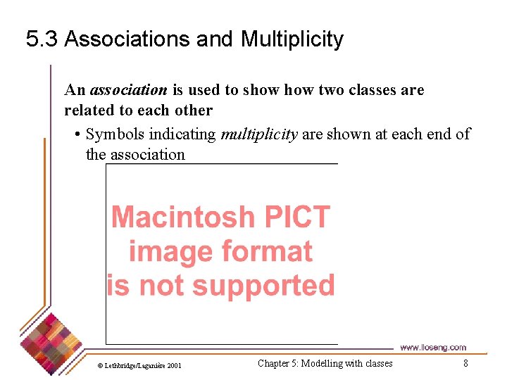 5. 3 Associations and Multiplicity An association is used to show two classes are