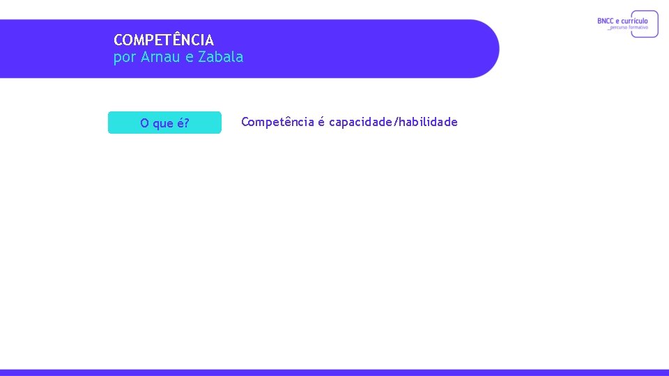 COMPETÊNCIA por Arnau e Zabala O que é? Competência é capacidade/habilidade 