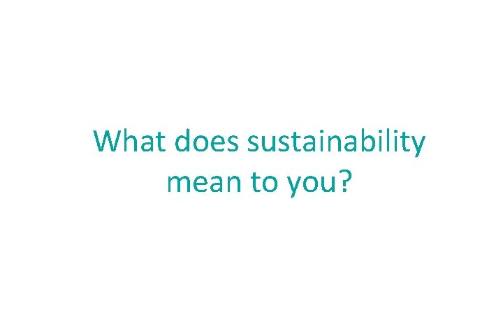 What does sustainability mean to you? 