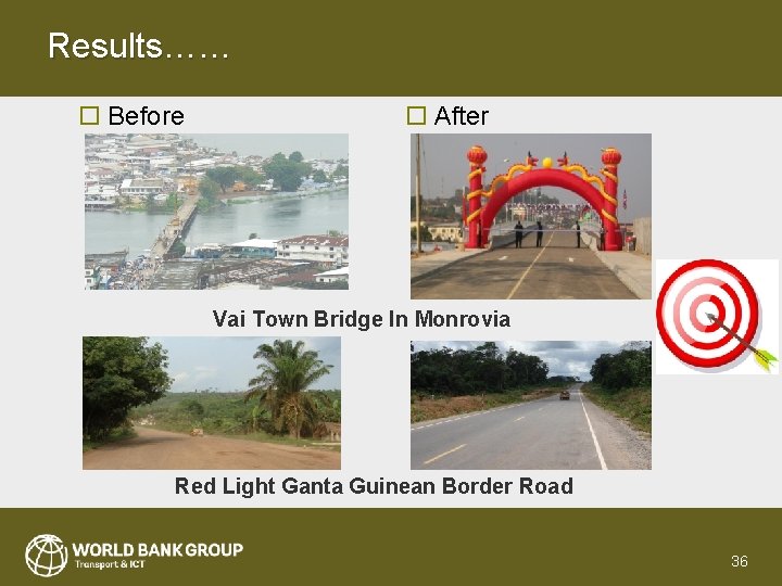 Results…… o Before o After Vai Town Bridge In Monrovia Red Light Ganta Guinean